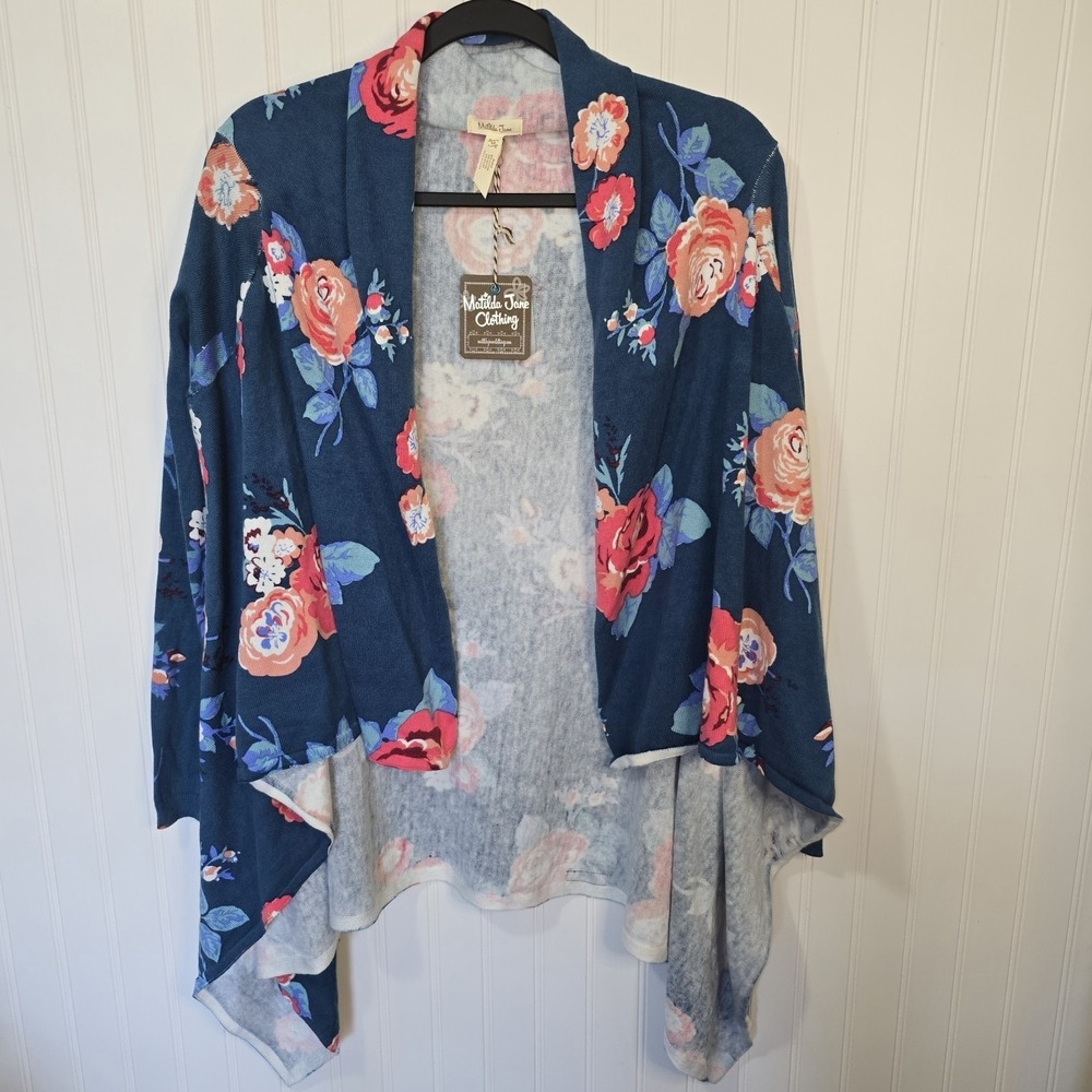 Matilda Jane Cozy Days‎ Open Cardigan Sz Medium Waterfall Floral Cottagecore